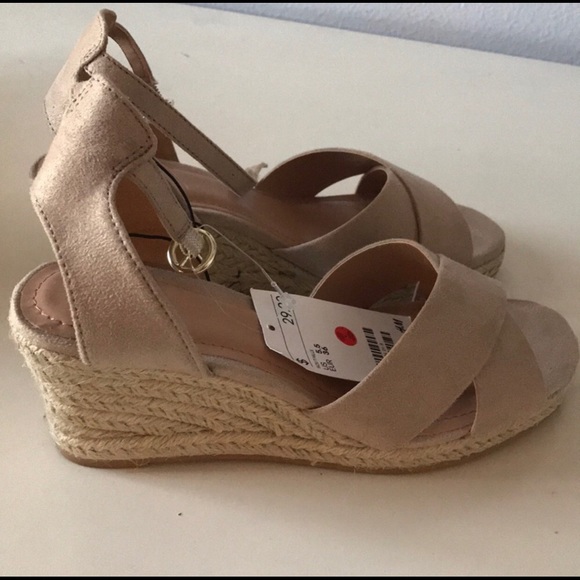 H&M Wedges blush pink /Tan -B3 - Picture 2 of 4